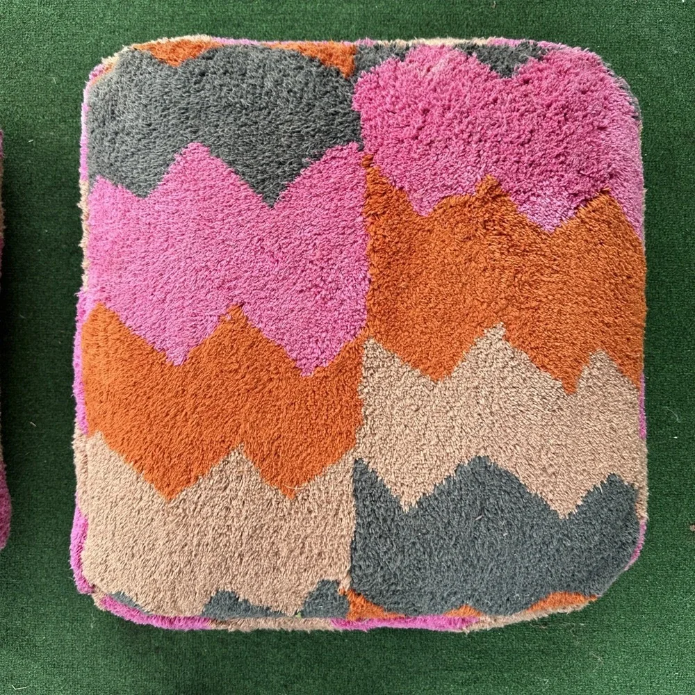 Urban Outfitter Walker Retro Abstract Colorful Set Of 2 Floor Pillows 20x20